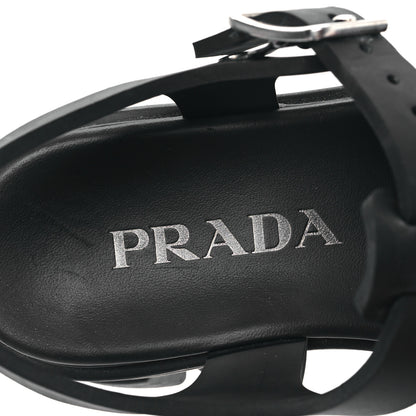 Prada Foam Rubber Triangle Logo Monolith 55mm Cage Sandals 37 Black 7 of 7