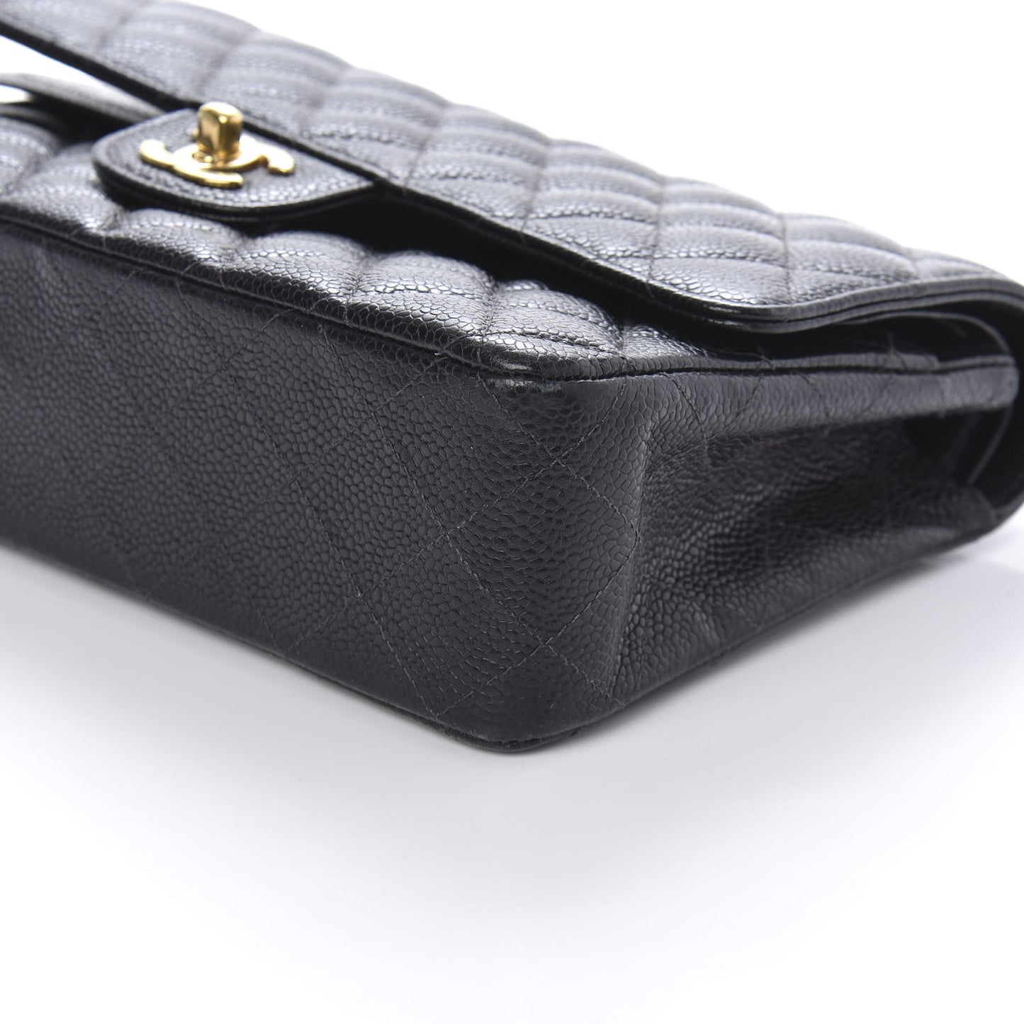 Caviar Quilted Medium Double Flap Black
