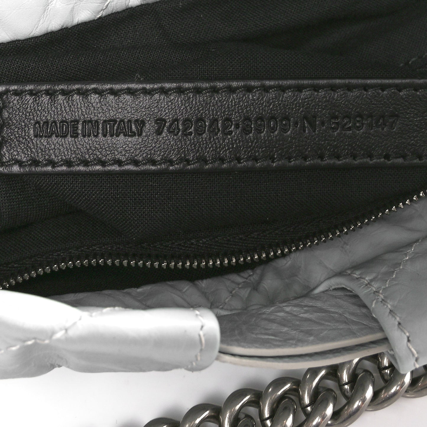 Crushed Calfskin Quilted Crush Small Tote Bag Light Blue