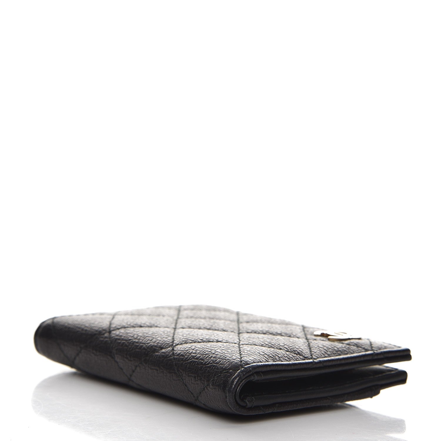 Chanel Letter Calfskin Embossed Quilted CC Card Holder Wallet Black 4 of 8
