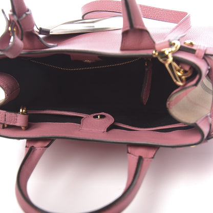 Burberry Grainy Calfskin House Check Small Banner Tote Mauve Pink 5 of 11