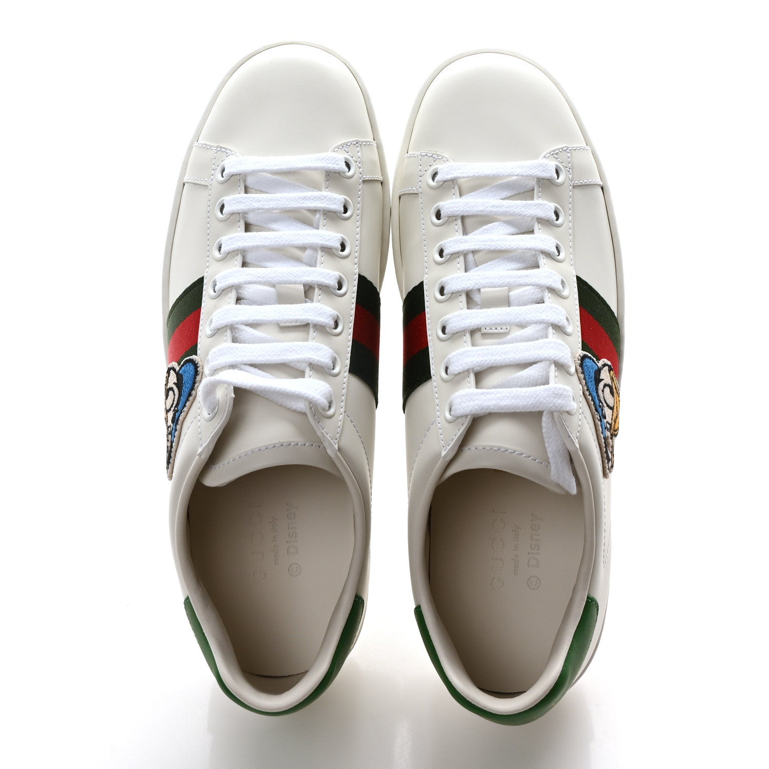 Gucci X DISNEY Calfskin Miro Soft Web Donald Duck Womens Ace Sneakers 36 White New Shamarock 2 of 9