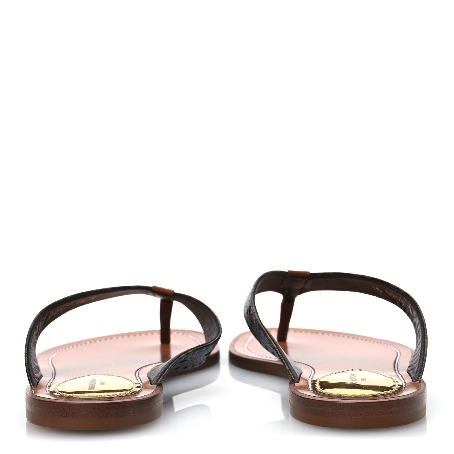 Monogram Sunny Flat Thong Sandals 38 Brown
