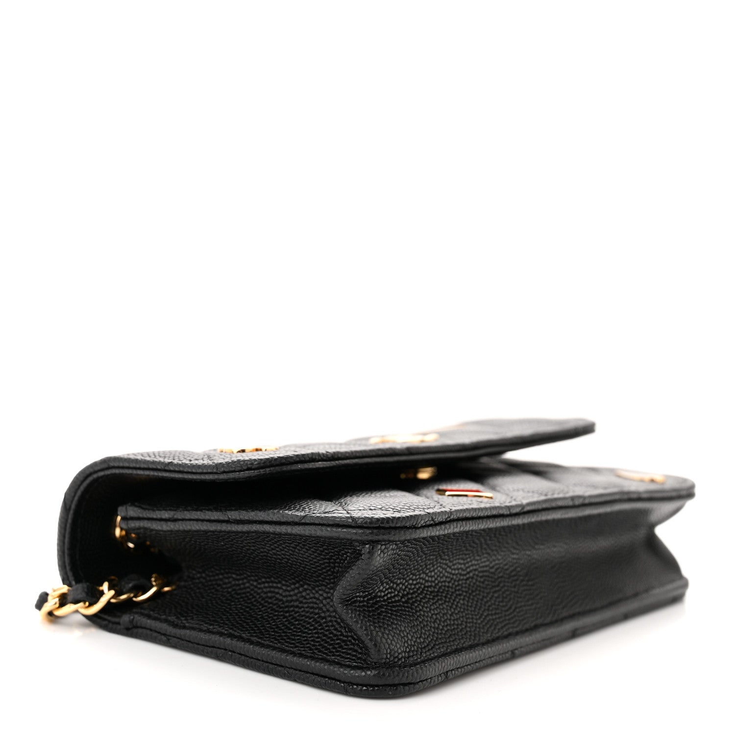 Chanel Caviar Quilted Enamel Coco Casino Flap Phone Holder With Chain Black 4 of 12