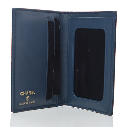 Chanel Metallic Caviar Quilted Card Holder Wallet Dark Blue 5 of 8
