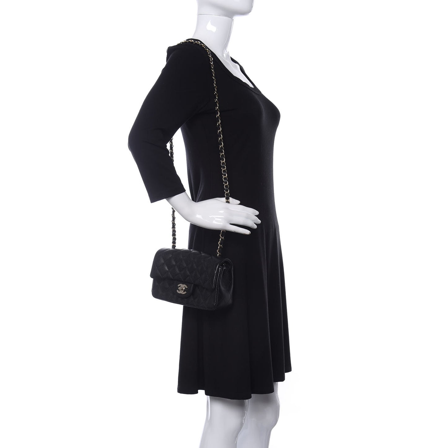 Caviar Quilted Mini Rectangular Flap Black