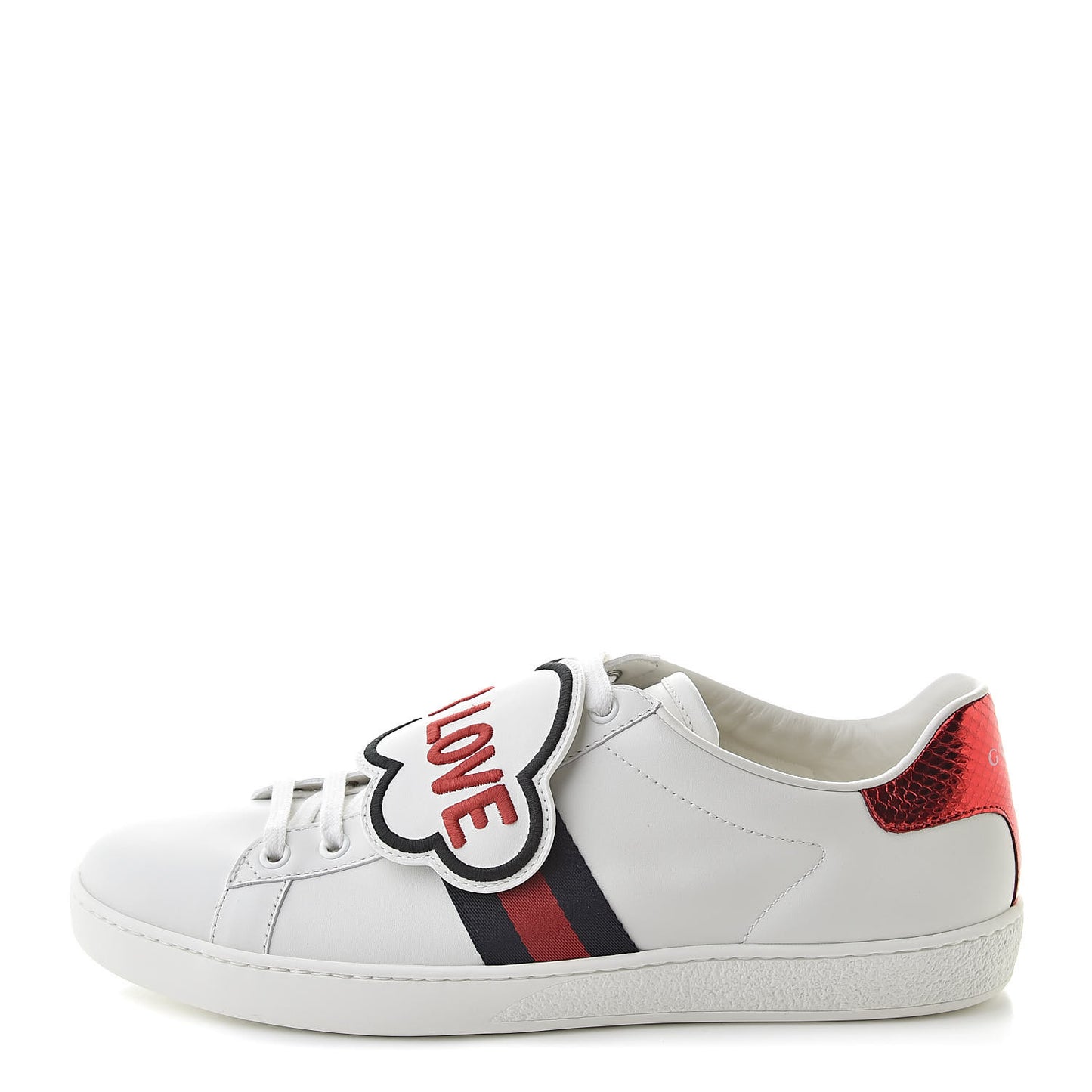 Calfskin Ayers Web Blind for Love Embroidered Womens Ace Sneakers 40.5 White