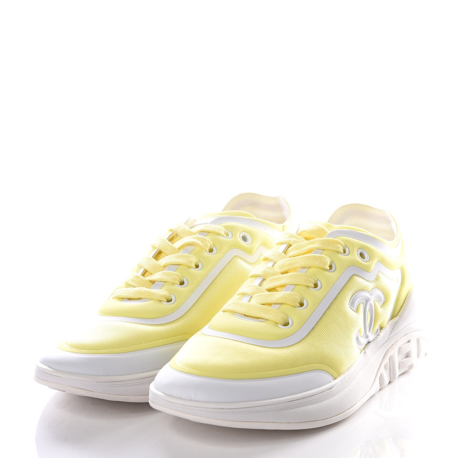 Chanel Lycra Fabric CC Sneakers 36.5 Yellow 2 of 8