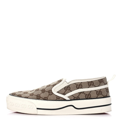 Gucci GG Monogram Womens 1977 Tennis Slip On 30mm Sneakers 39 Beige Ebony Mystic White 1 of 8