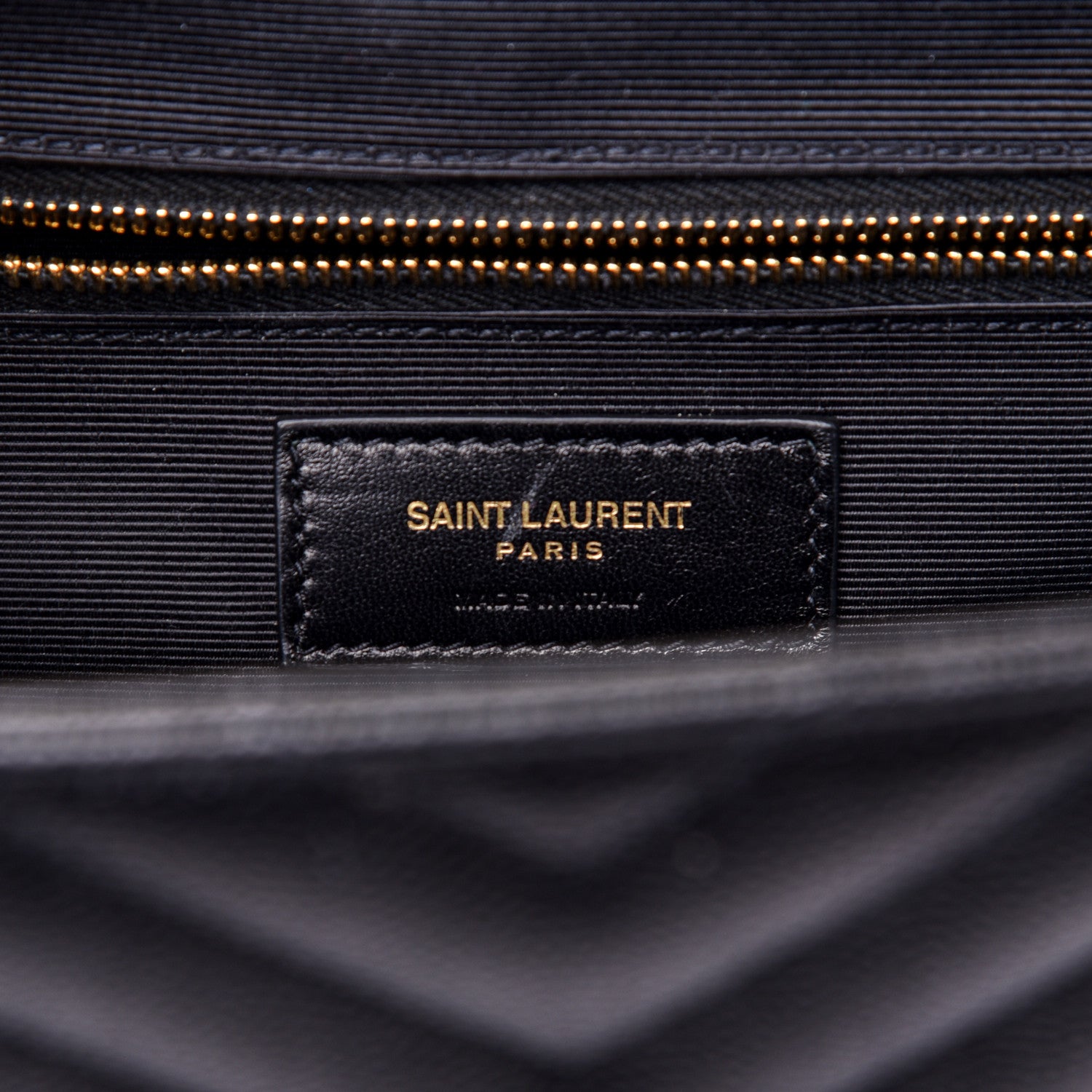 Saint Laurent Grain De Poudre Matelasse Chevron Large Monogram Satchel Black 8 of 12