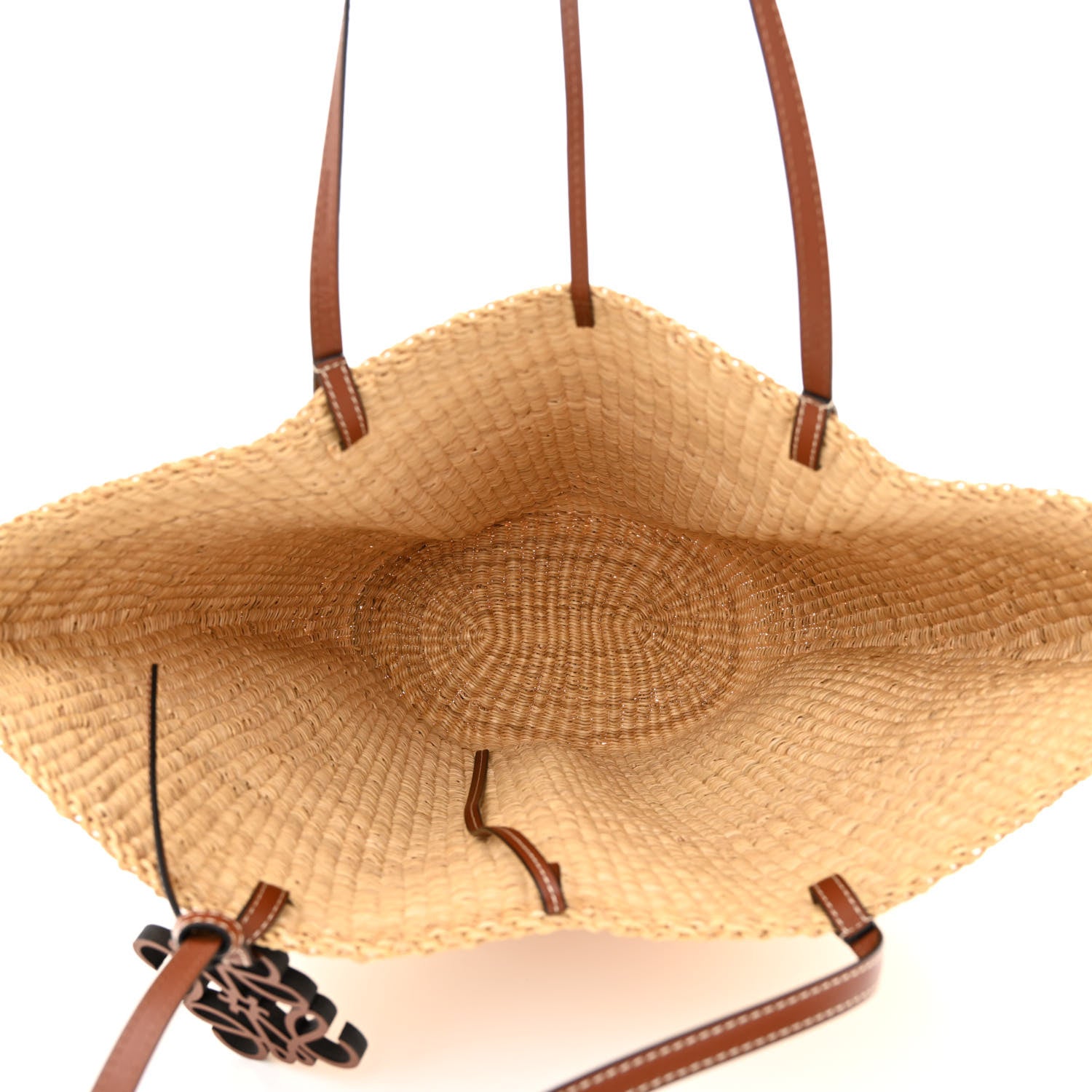 Loewe Raffia Calfskin Shell Basket Tote Natural Beige 5 of 10