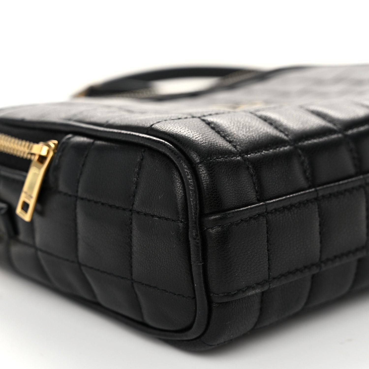 Saint Laurent Lambskin Carre Quilted Cassandre Mini Camera Bag Black 9 of 10