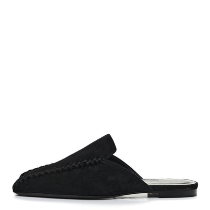 Hermes Suede Goatskin Declic Mules 37 Black 1 of 8