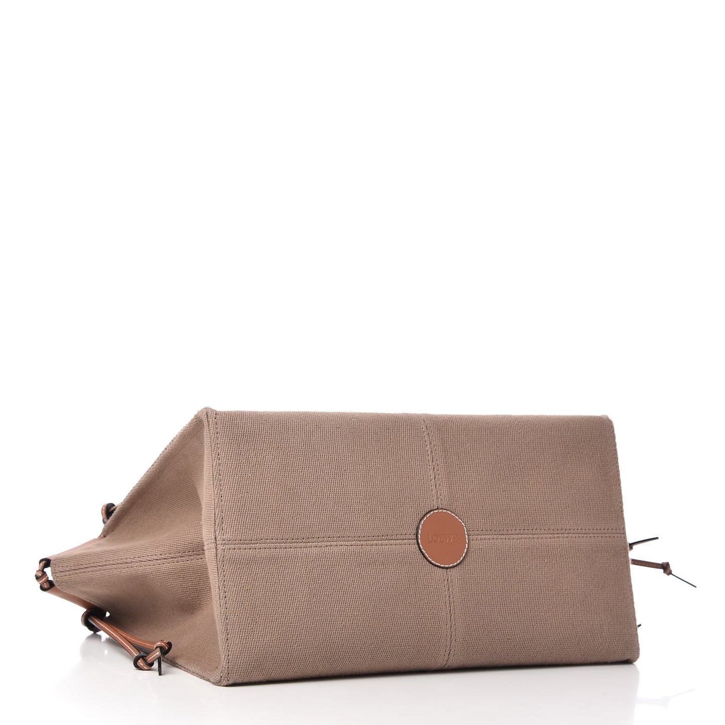 Canvas Calfskin Cushion Tote Taupe