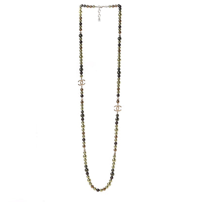 Chanel Pearl Star CC Long Necklace Green Gold 3 of 6