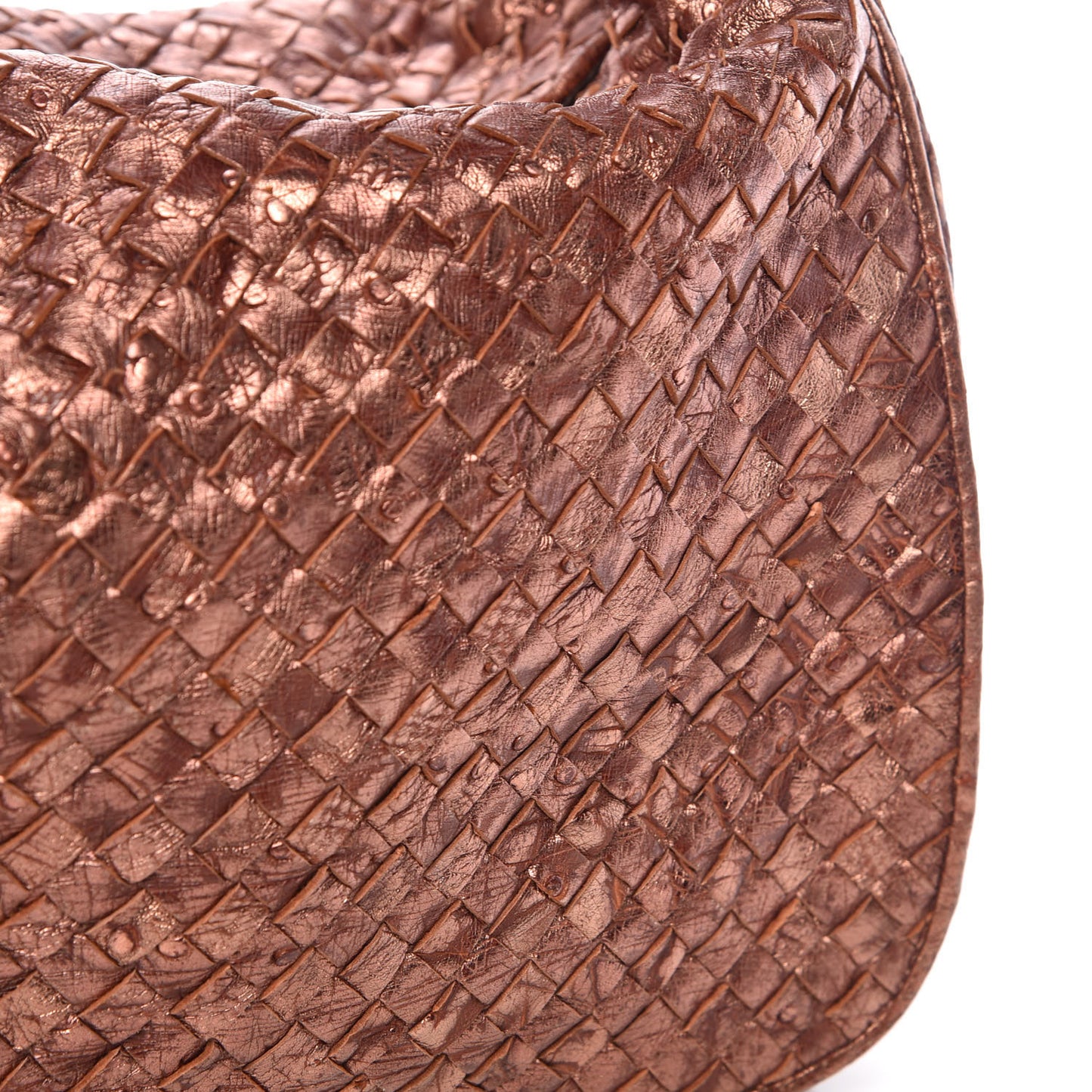 Metallic Ostrich Intrecciato Hobo Copper