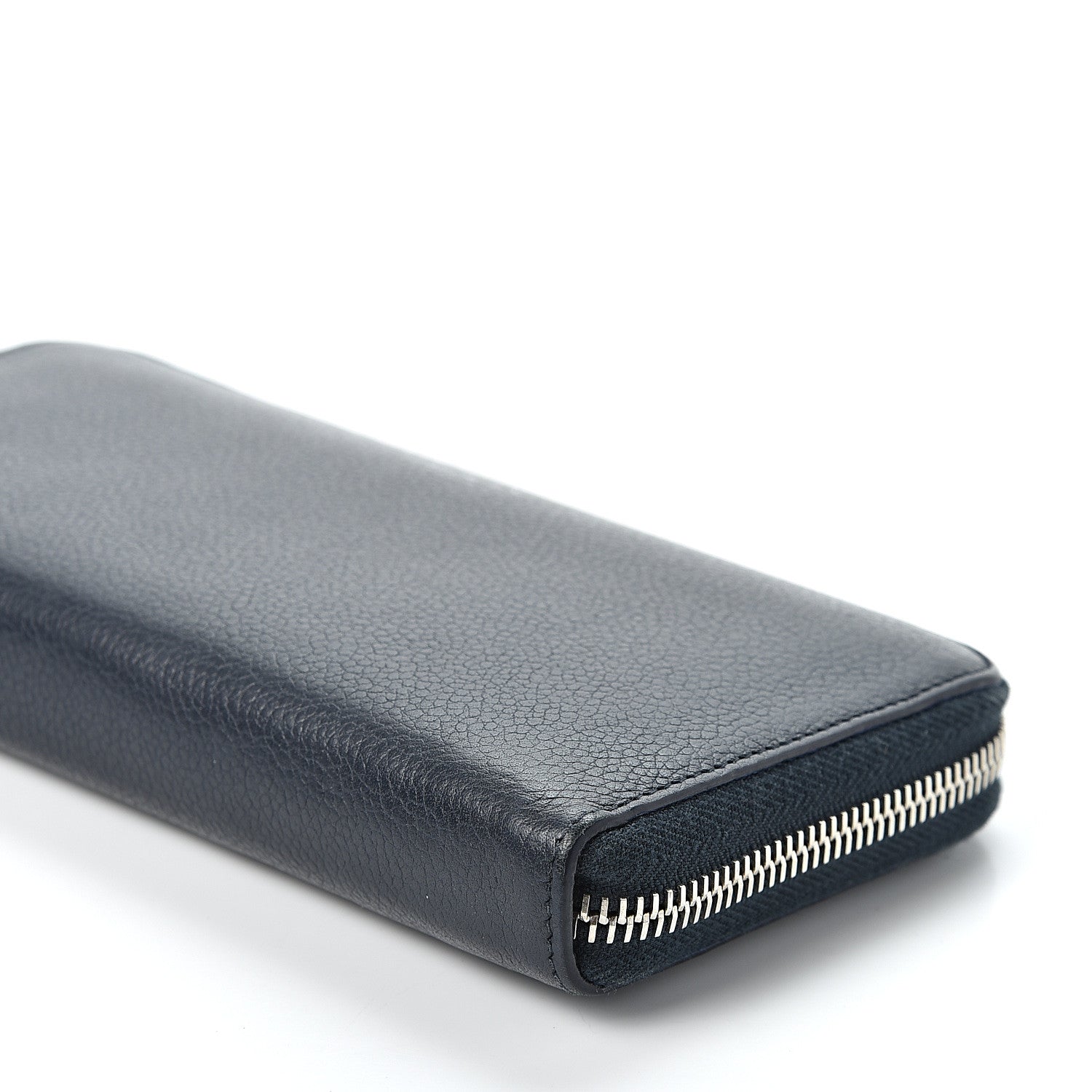 Saint Laurent Grained Calfskin Rive Gauche Zip Around Wallet Deep Marine 7 of 9