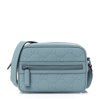 Gucci Rubber Effect Calfskin GG Mini Crossbody Bag Light Blue 1 of 12