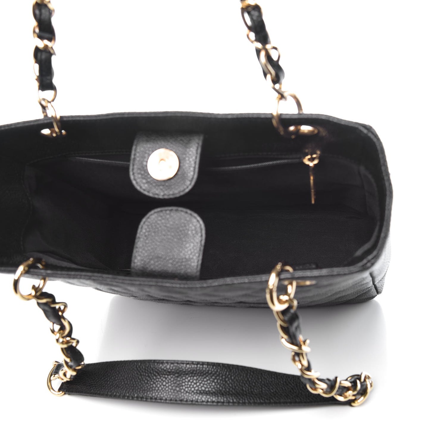 Caviar Quilted Petit Shopping Tote PST Black