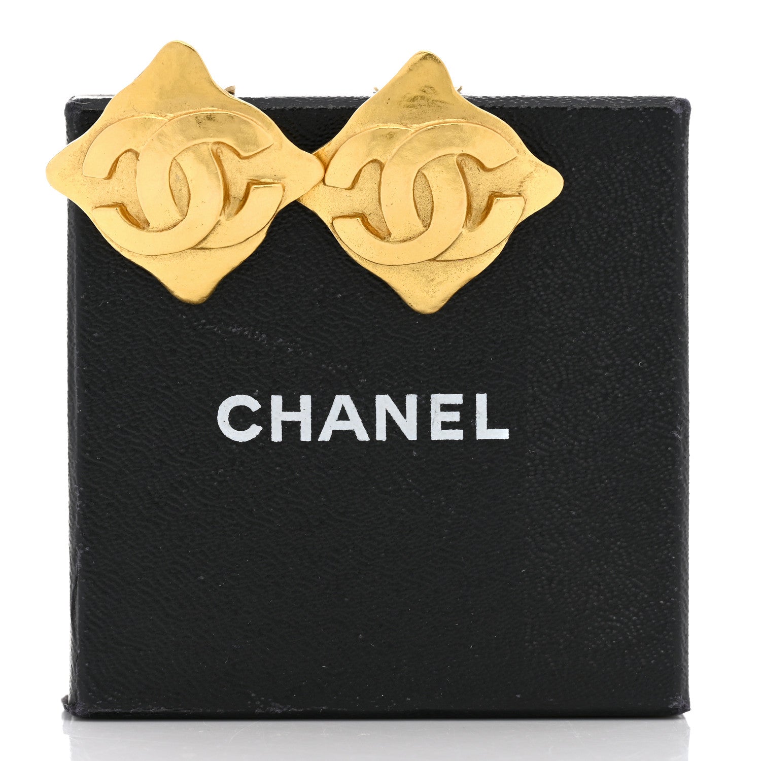 Chanel Metal CC Diamond Shaped Clip On Earrings Gold 5 of 5