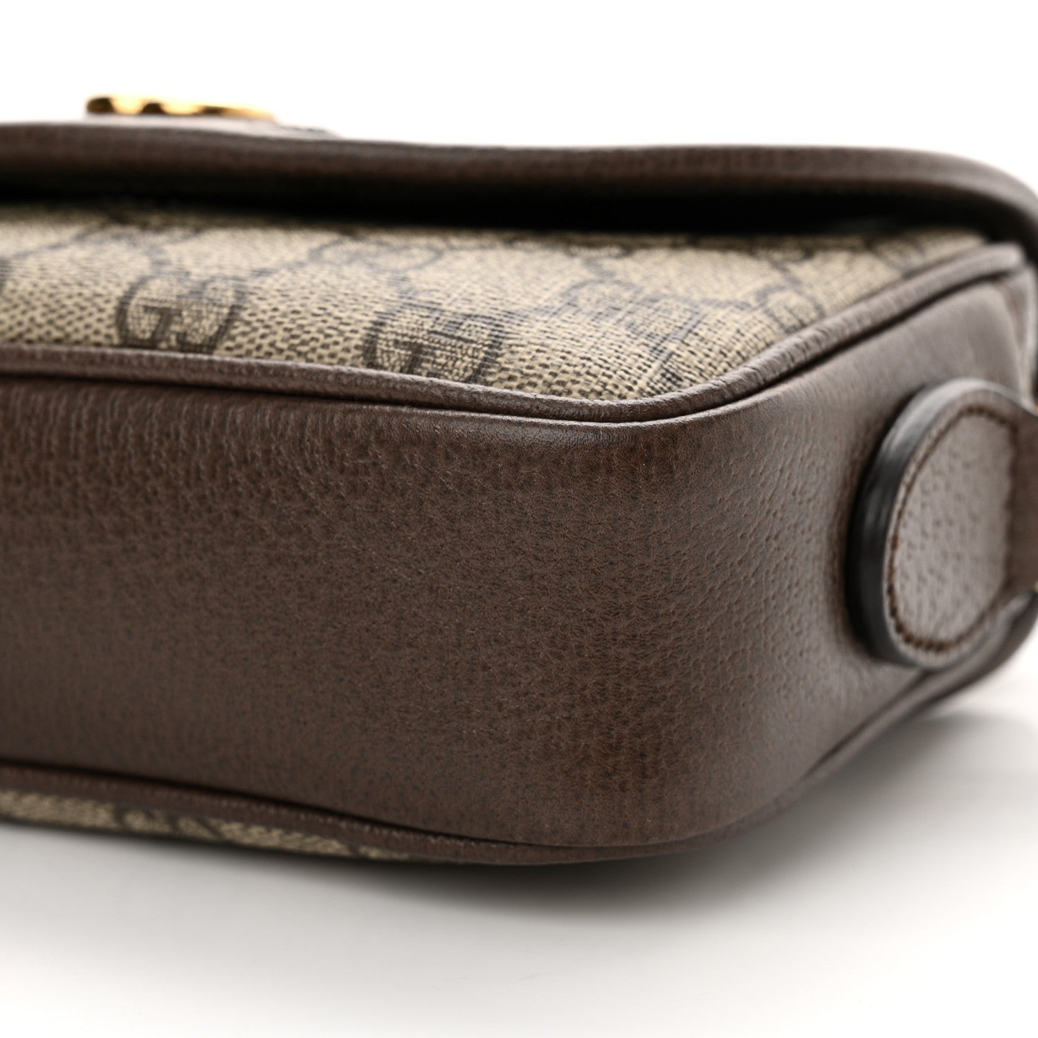 Gucci GG Supreme Monogram Textured Dollar Calfskin Mini Ophidia Flap Shoulder Bag Beige Ebony New Acero 10 of 11