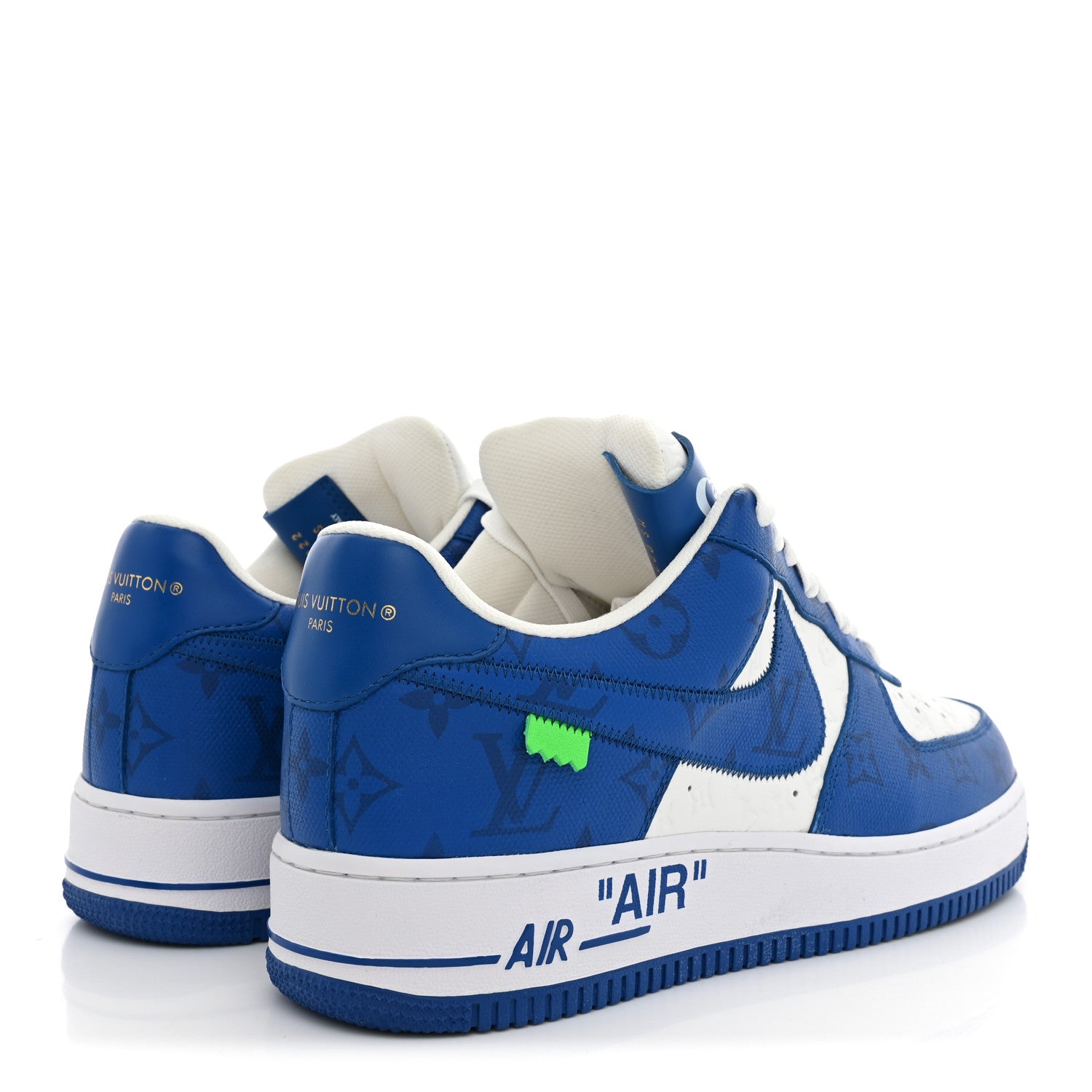 Louis Vuitton X NIKE AIR FORCE 1 Calfskin Monogram Mens Sneakers 9.5 Blue 5 of 10
