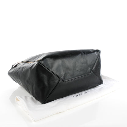 Celine Lambskin Horizontal Zipper Gusset Cabas Black 4 of 7