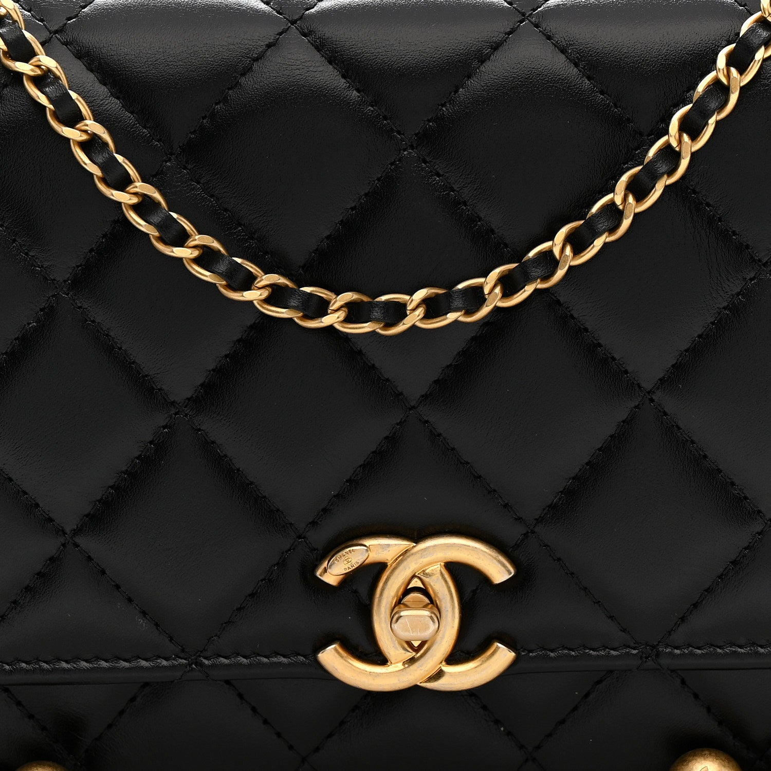 Chanel Calfskin Quilted Perfect Fit Wallet On Chain WOC Black 9 of 12