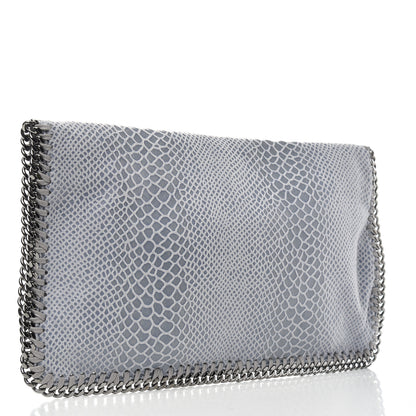 Stella McCartney Eco Python Embossed Falabella Fold Over Clutch Light Blue 3 of 8