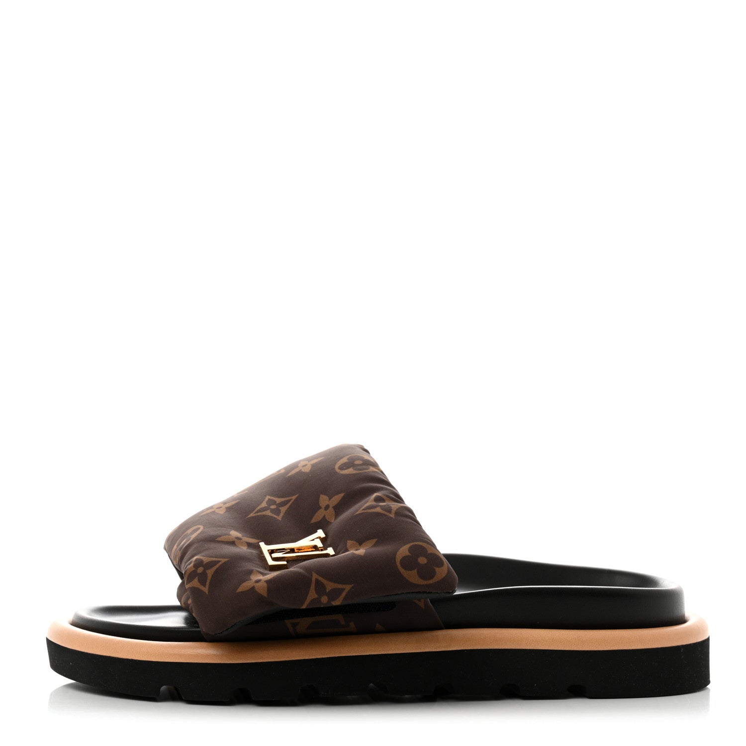 Louis Vuitton Nylon Monogram LV Pool Pillow Flat Comfort Mule 38 Cacao Brown 1 of 8