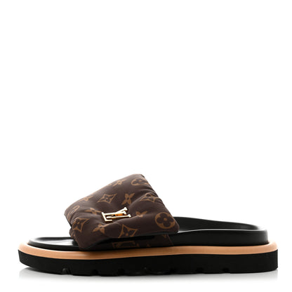 Louis Vuitton Nylon Monogram LV Pool Pillow Flat Comfort Mule 38 Cacao Brown 1 of 8