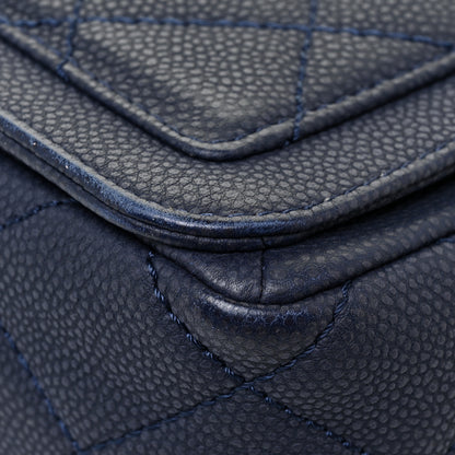 Chanel Washed Caviar Quilted Medium Turn Around Ligne Flap Navy 7 of 17
