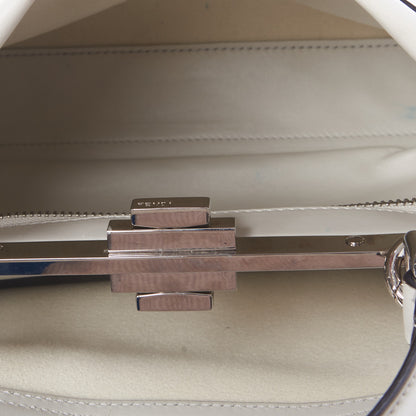 Fendi Vitello Seta Century Nappa Whipstitch Medium Peekaboo Iconic Satchel White 7 of 9