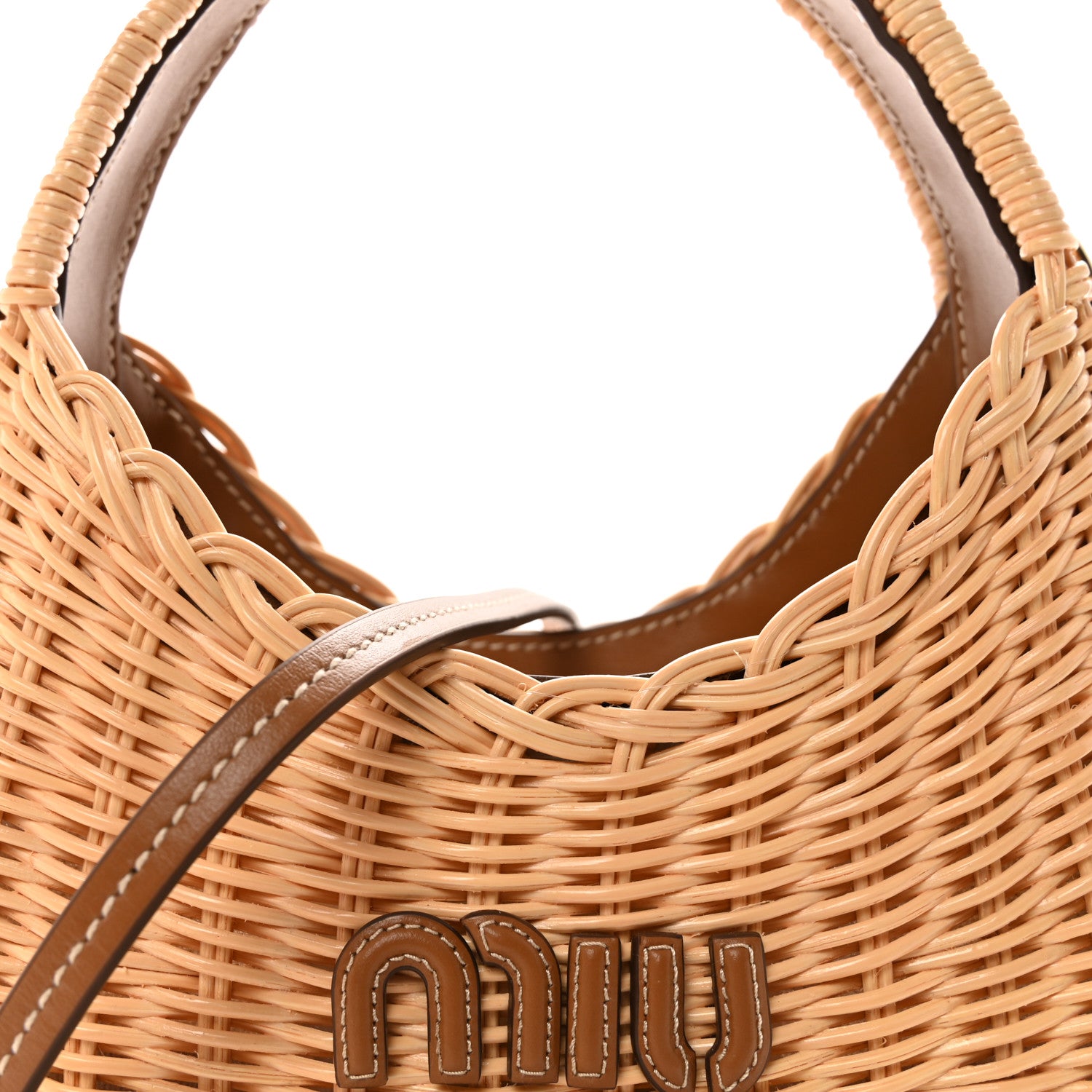 Miu Miu Wicker Wander Hobo Tan 8 of 10