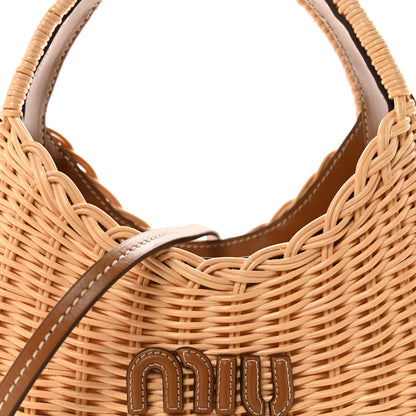 Miu Miu Wicker Wander Hobo Tan 8 of 10