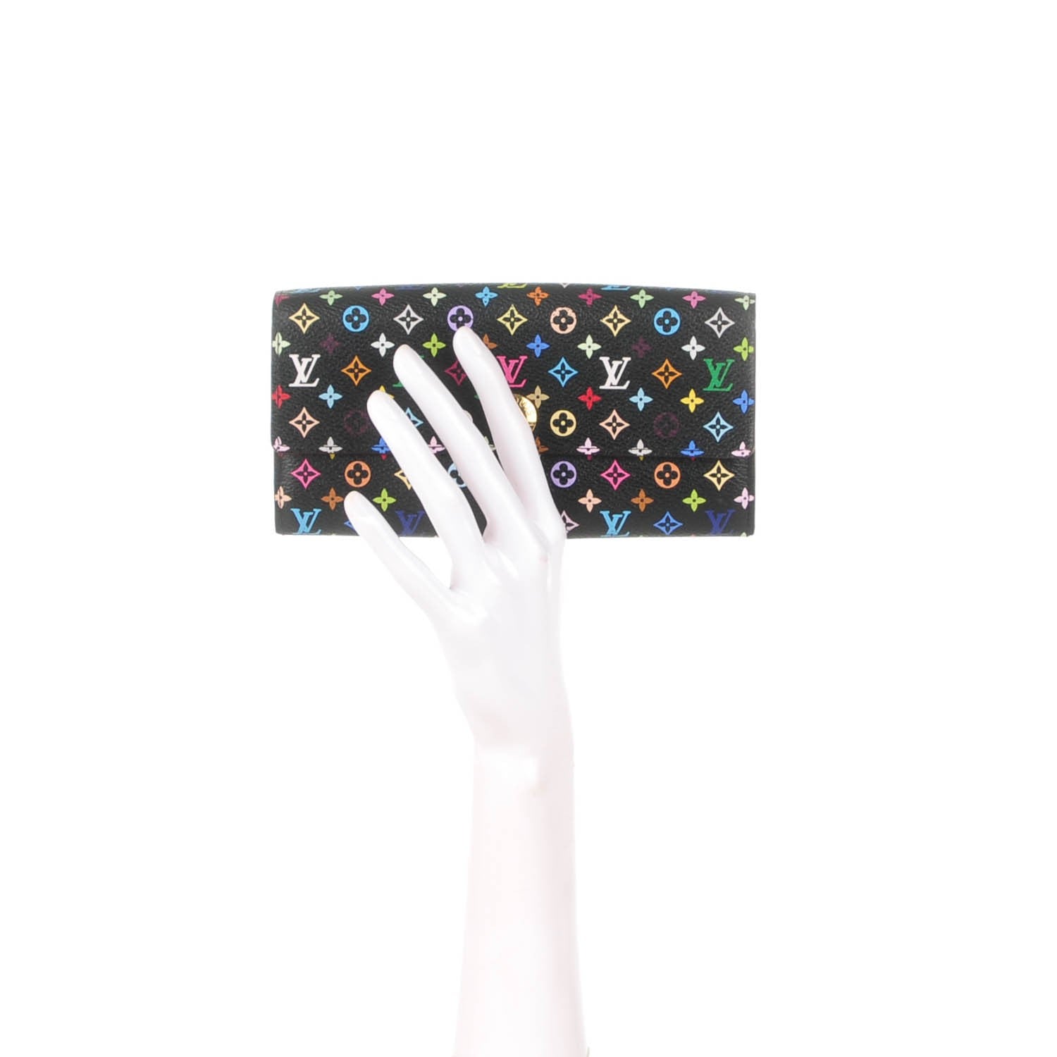 Louis Vuitton Monogram Multicolor Sarah Wallet Black Violet 2 of 7