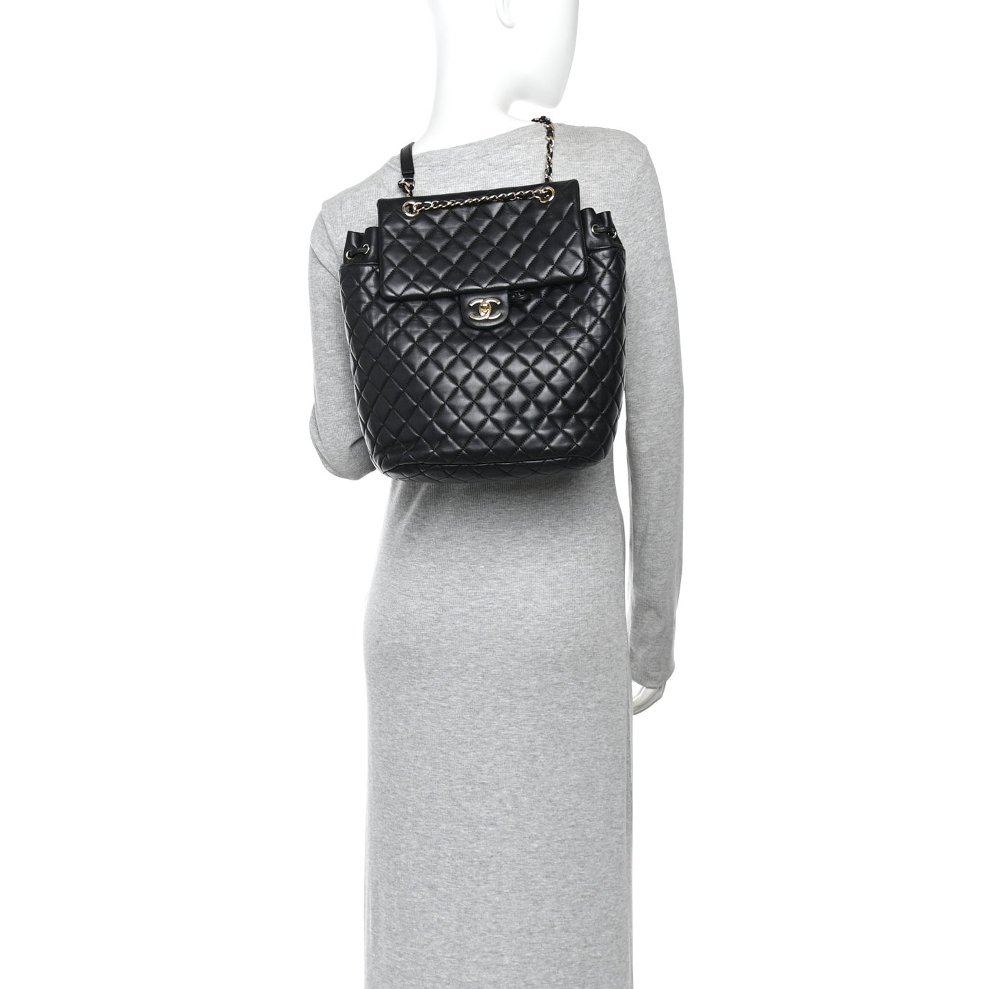 Lambskin Quilted Large Urban Spirit Backpack Black