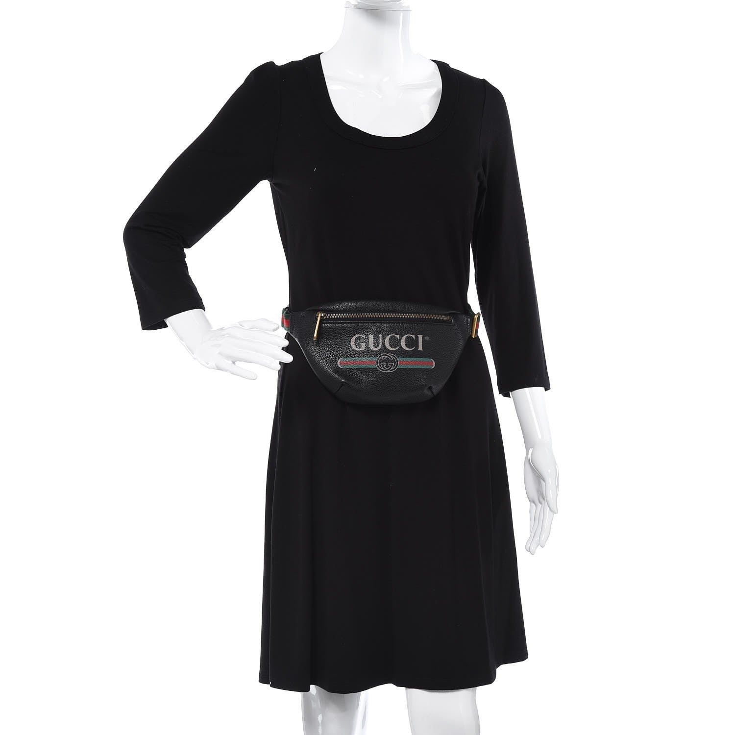 Gucci Grained Calfskin Small Logo Belt Bag Black 2 of 7