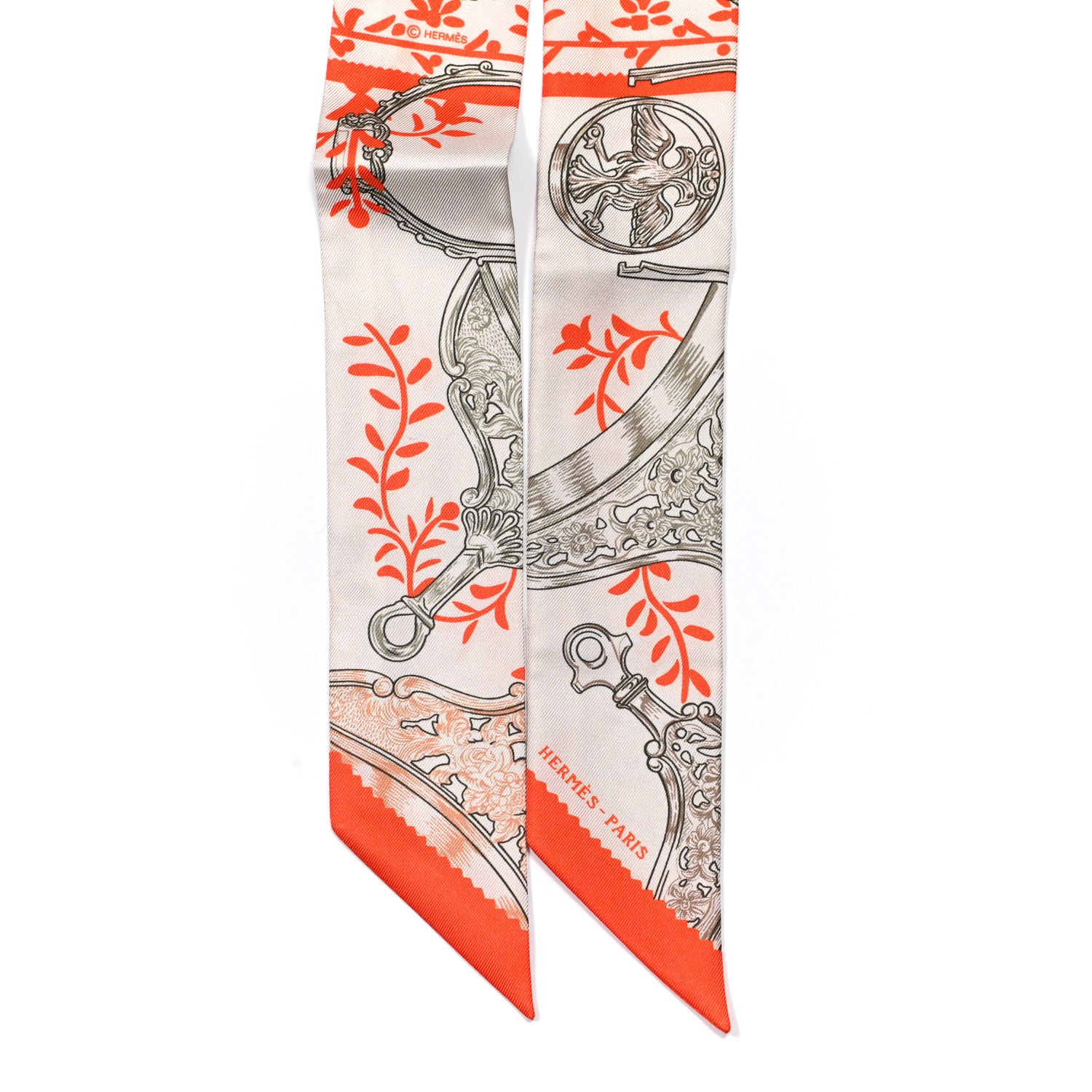 Hermes Silk Etriers Remix Twilly Verveine Orange Kaki 2 of 5