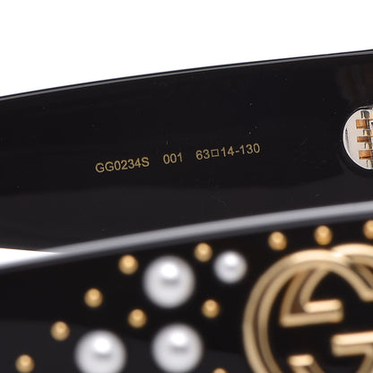 Gucci Acetate Pearl Rectangular Frame Sunglasses GG0234S Black 5 of 8