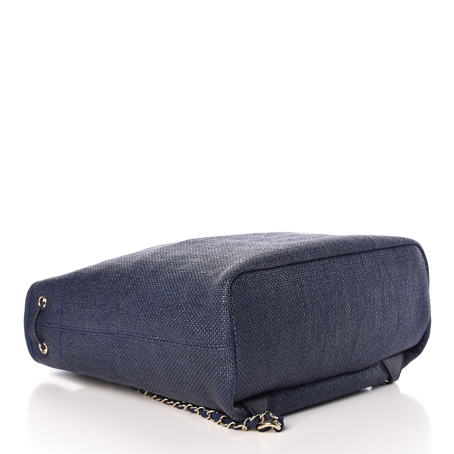 Woven Straw Medium Deauville Backpack Blue