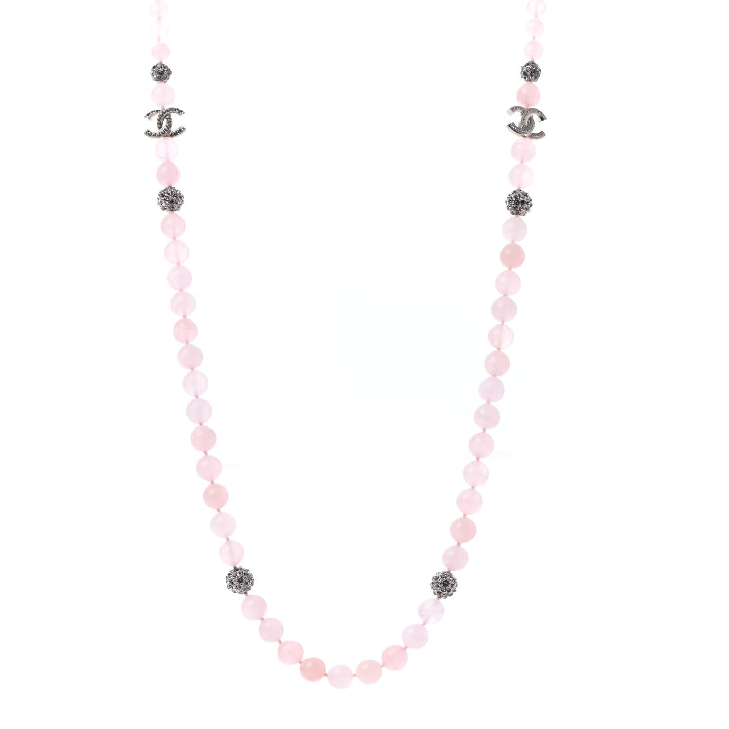 Chanel Bead Crystal CC Long Necklace Pink 1 of 5