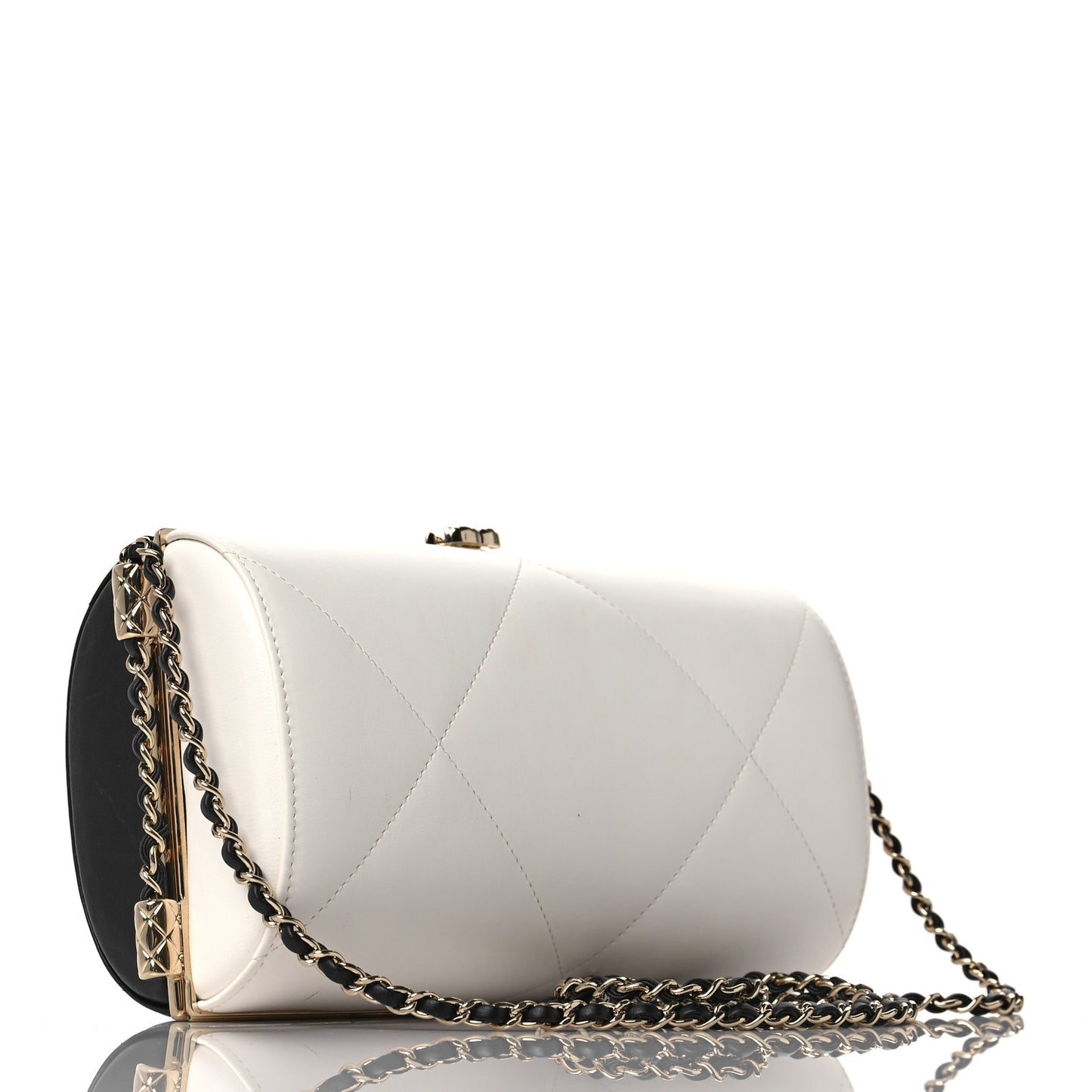 Lambskin Evening Clutch Black White
