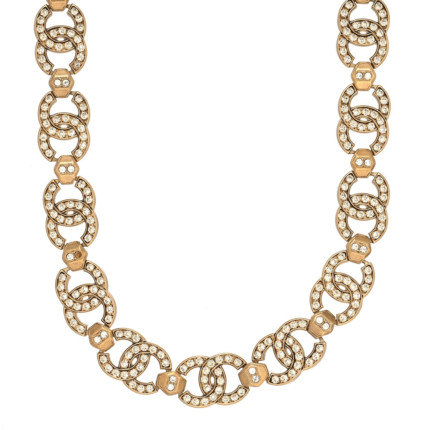 Chanel Crystal CC Chain Choker Necklace Gold 1 of 6