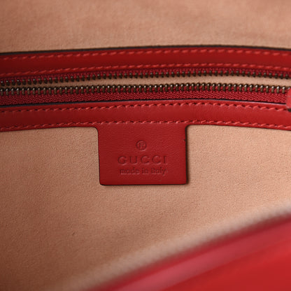 Gucci Calfskin Matelasse Sylvie Web Small GG Marmont Top Handle Shoulder Bag Hibiscus Red 5 of 8