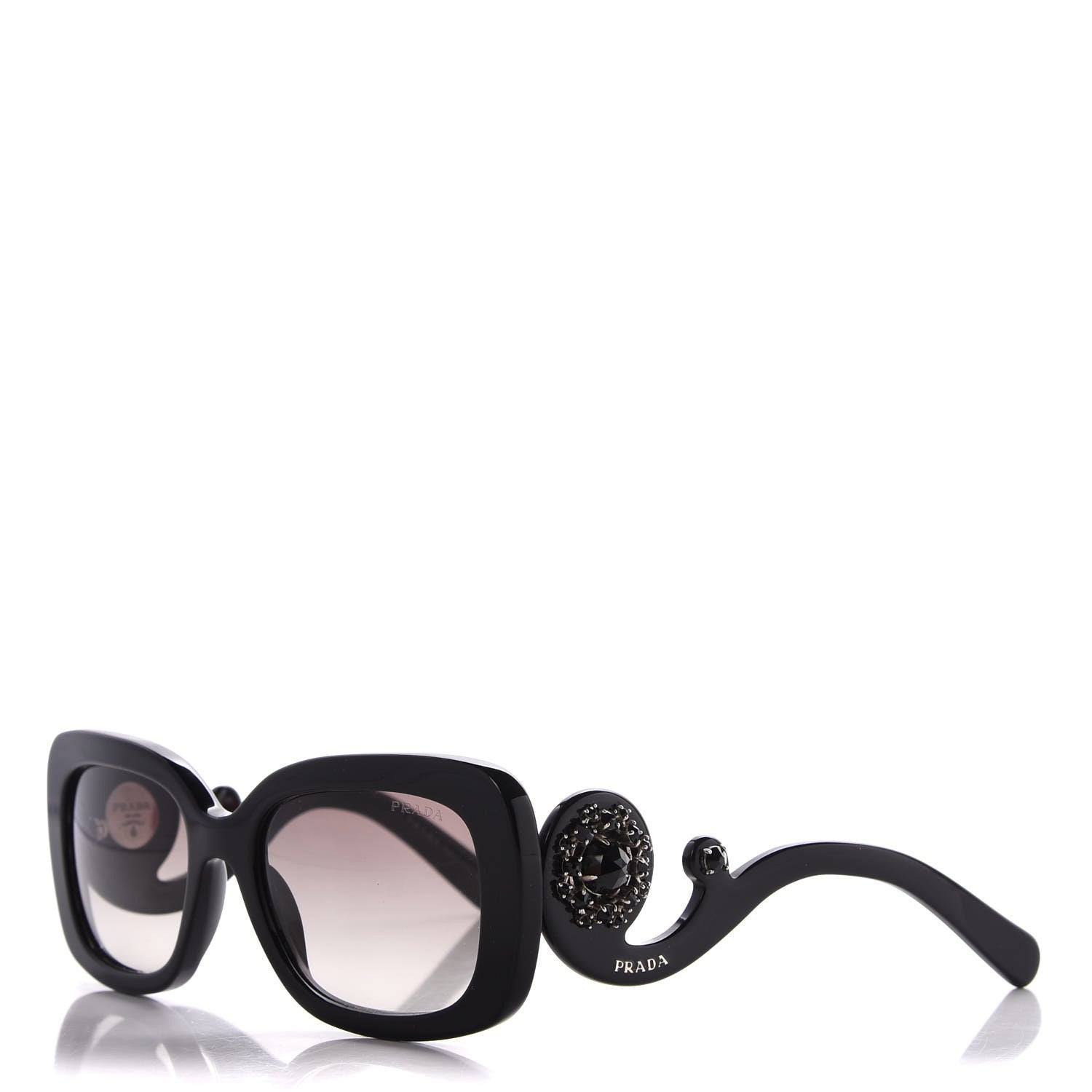 Prada Crystal Ornate Square Baroque Sunglasses SPR 33P Black 1 of 9