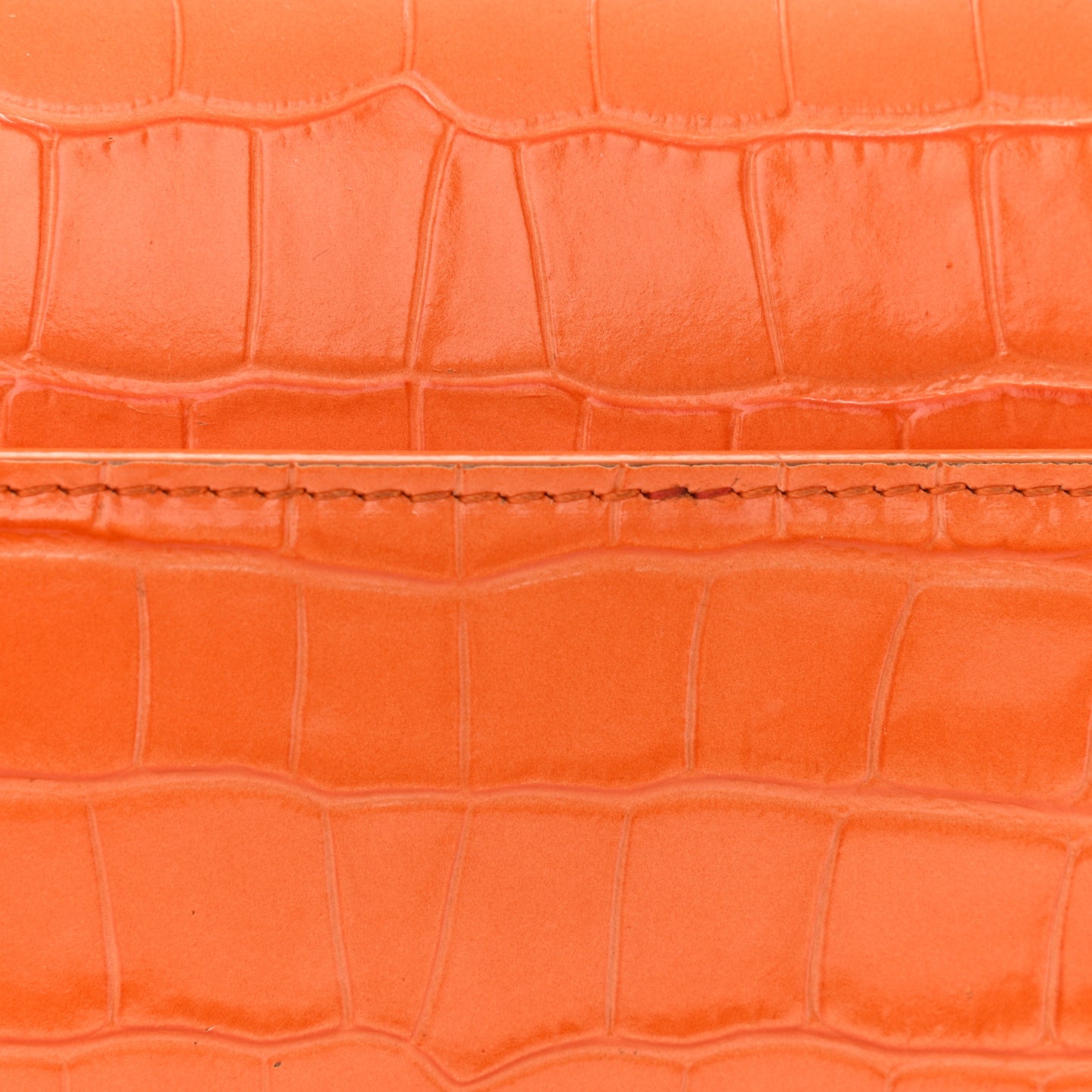 Shiny Calfskin Crocodile Embossed Small Hourglass Top Handle Bag Orange