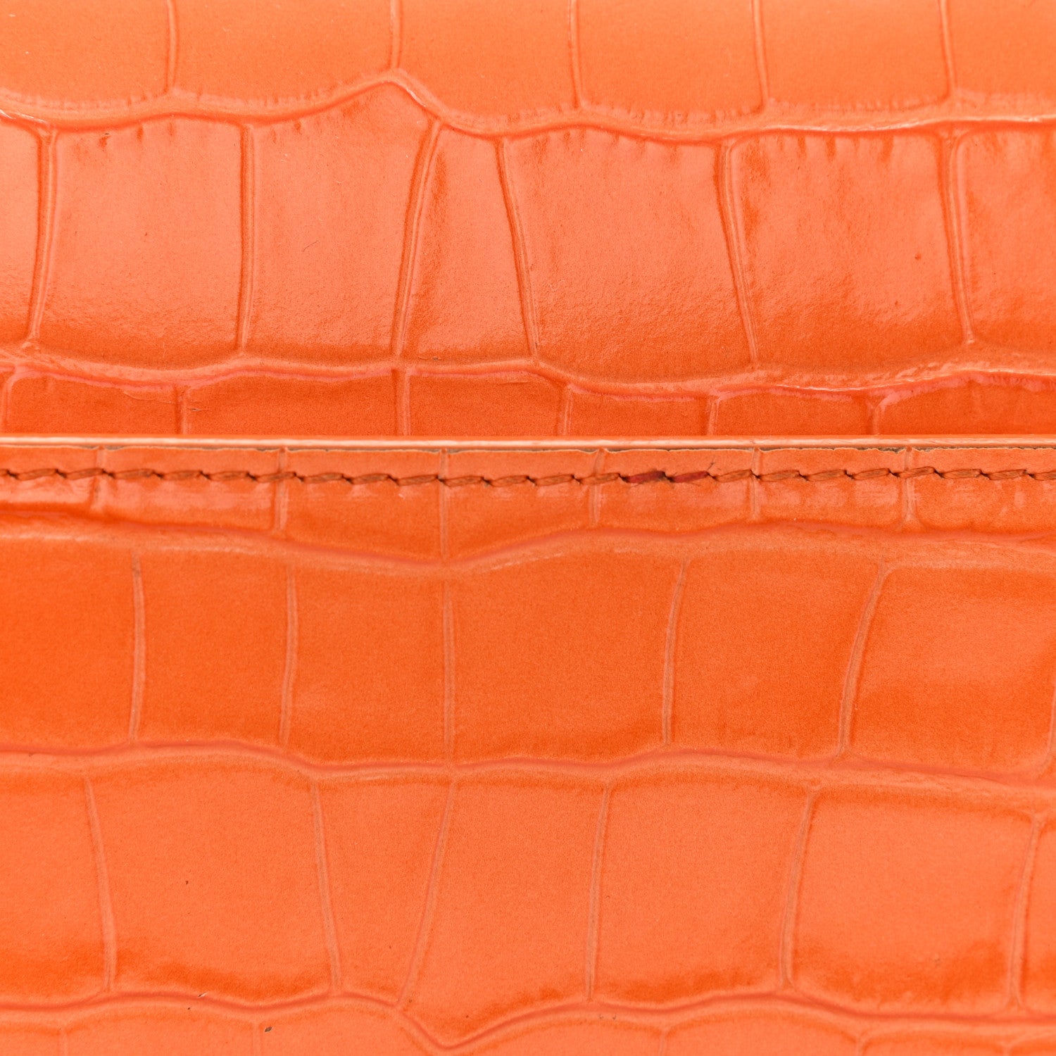 Balenciaga Shiny Calfskin Crocodile Embossed Small Hourglass Top Handle Bag Orange 10 of 14