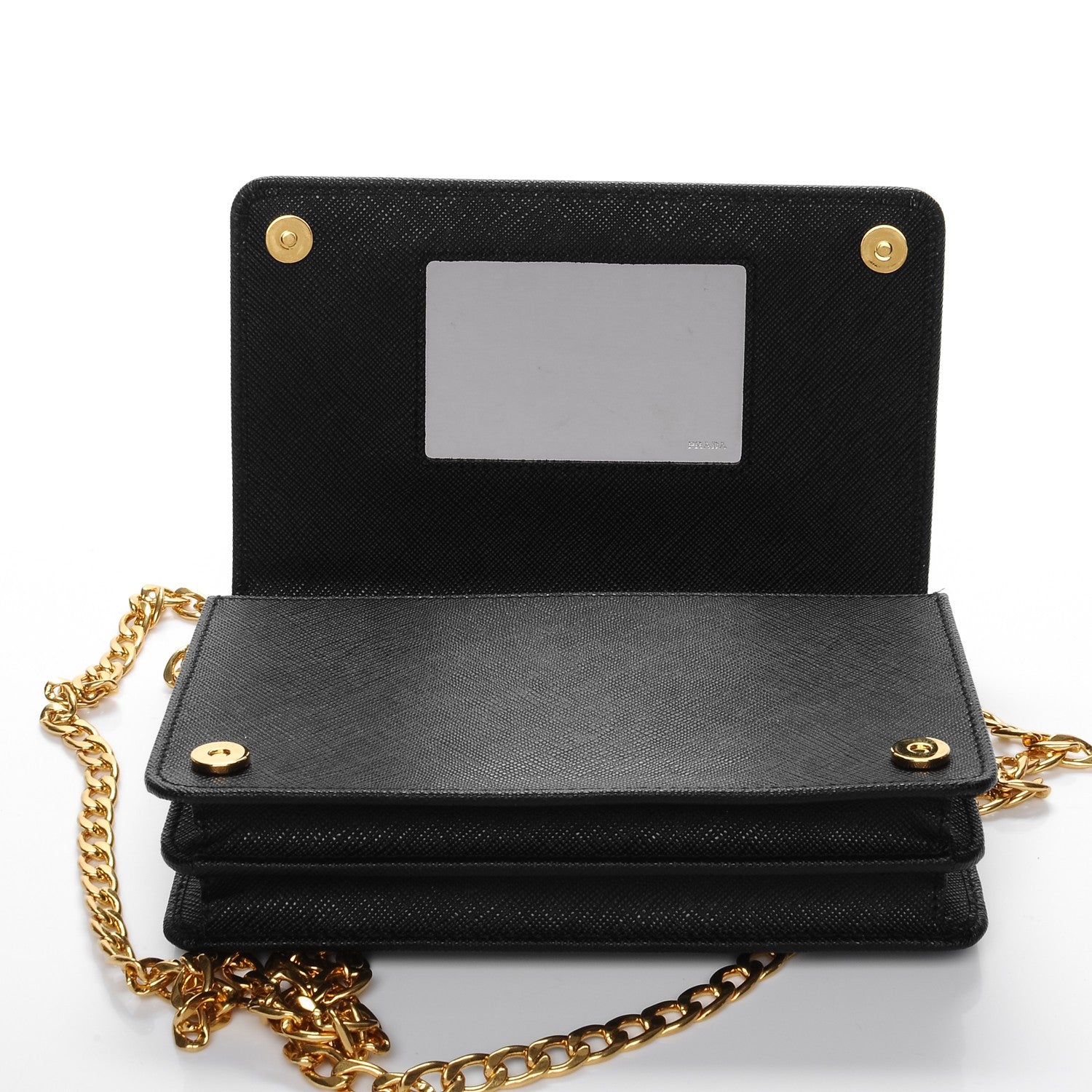 Prada Saffiano Lux Chain Wallet Nero Black 5 of 7
