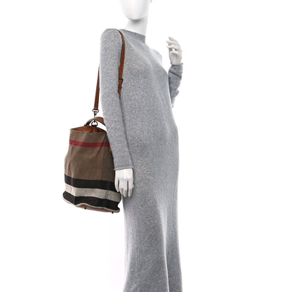 Burberry Canvas Mega Check Medium Ashby Bucket Bag Brown 2 of 10